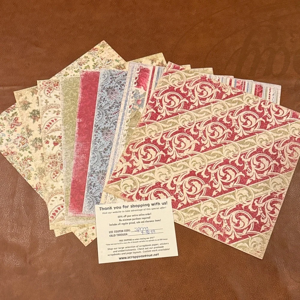 Scrappy Avenue Vintage Pack of 7 12x12 Scrapbook Christmas Holiday Sheets NWT